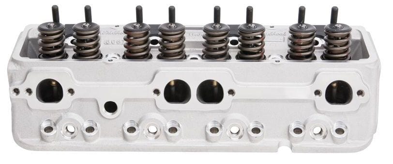 EDELBROCK SB Chevy, 70cc combustion chambers with straight plugs, 195cc Intake Edelbrock Performer RPM Cylinder Heads - Single - Complete ED60739 SR