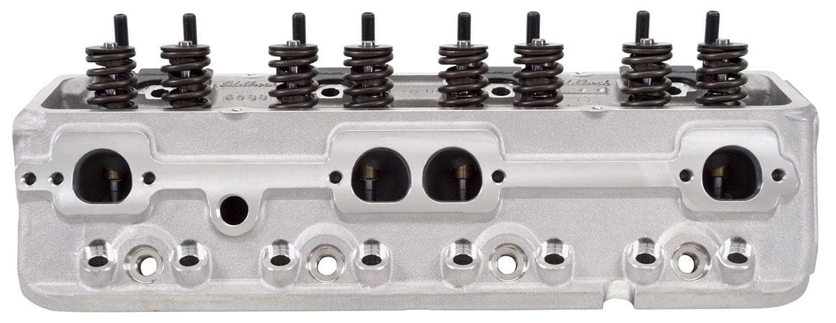 EDELBROCK Small Block Chevy, With straight plugs, 185cc Intake Port, 64cc chamb Edelbrock E-Street 185 Cylinder Heads - Pair - Complete ED5089 SR