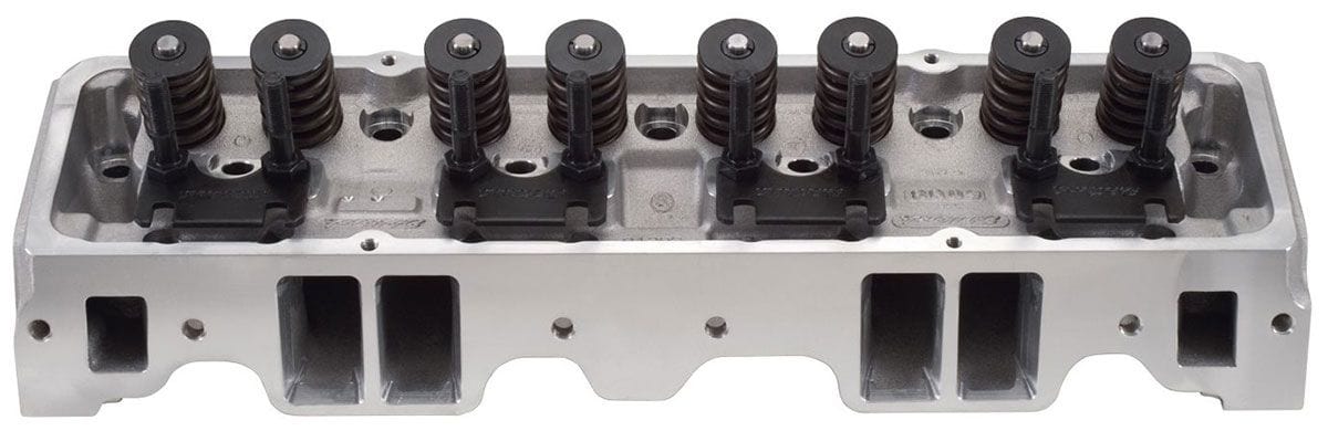 EDELBROCK Small Block Chevy, With straight plugs, 185cc Intake Port, 64cc chamb Edelbrock E-Street 185 Cylinder Heads - Pair - Complete ED5089 SR