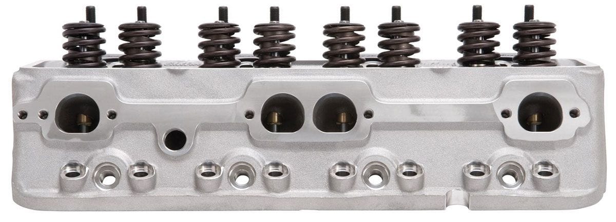 EDELBROCK Small Block Chevy, With straight plugs, 185cc Intake Port, 70cc chamb Edelbrock E-Street 185 Cylinder Heads - Pair - Complete ED5073 SR