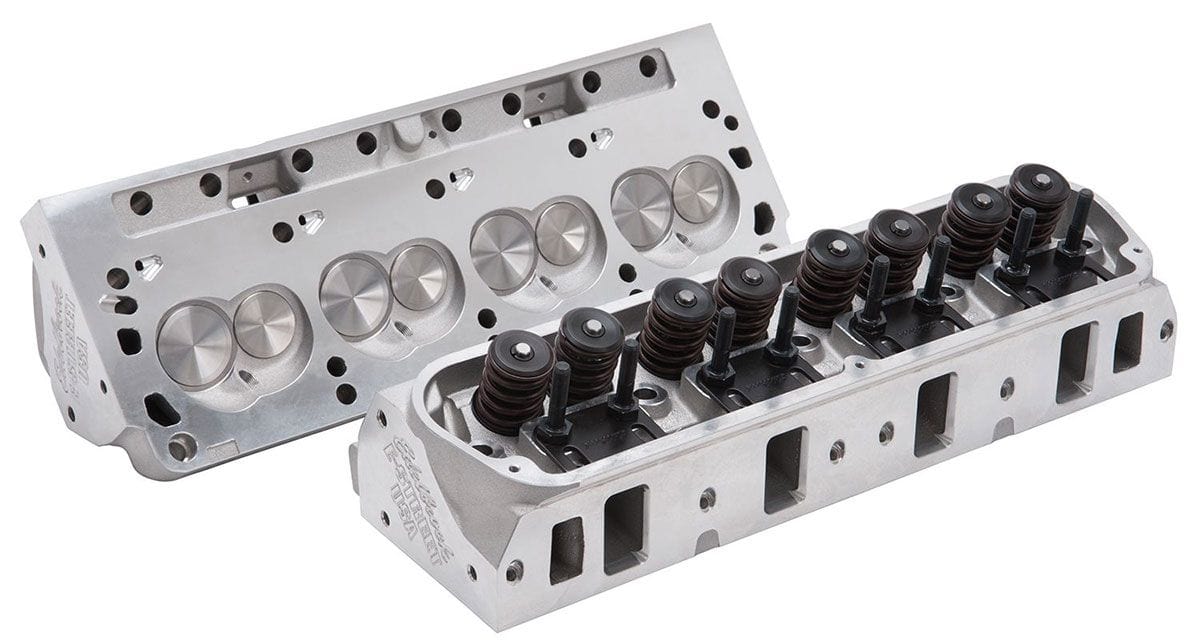 EDELBROCK Small Block Ford, 170cc Intake Port, 1.90" Intake Valves, Made In USA Edelbrock E-Street Cylinder Heads - Pair - Complete ED5023 SR