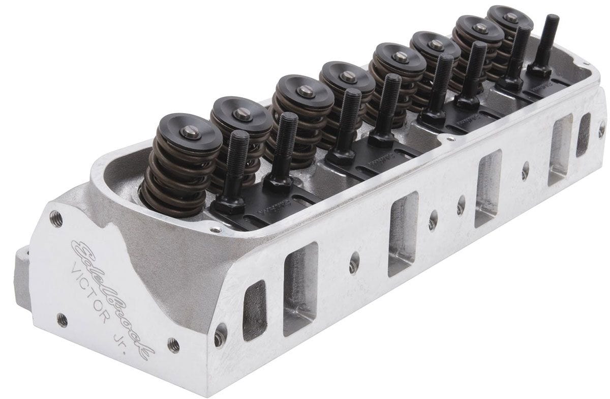 EDELBROCK Small Block Ford 289-351W, 60cc chambers, 210cc intake port, mech rol Edelbrock Victor Jr. 20° Cylinder Heads - Single - Complete ED77199 SR