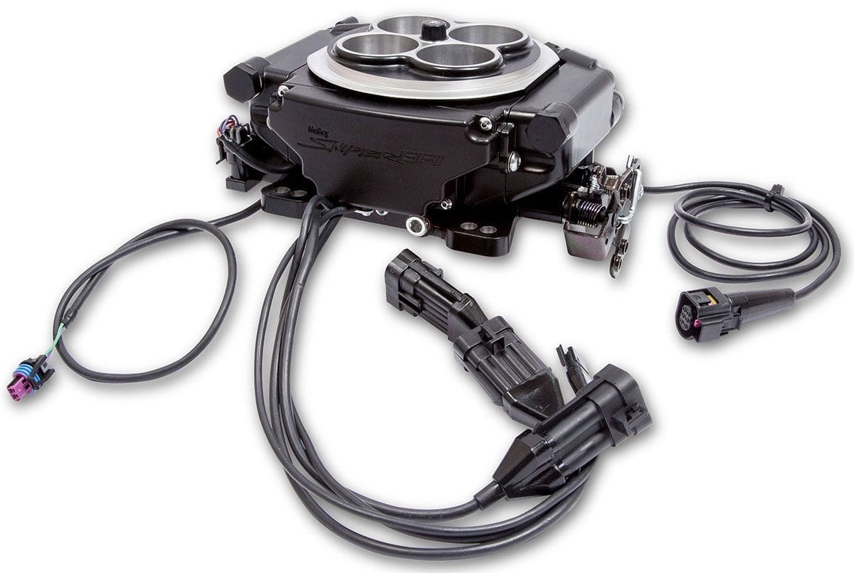 HOLLEY 800 cfm 4 Injector Throttle Body, 650 HP Forced Induction Holley Sniper EFI 4BBL Self Tuning System - Black Finish HO550-519 SR