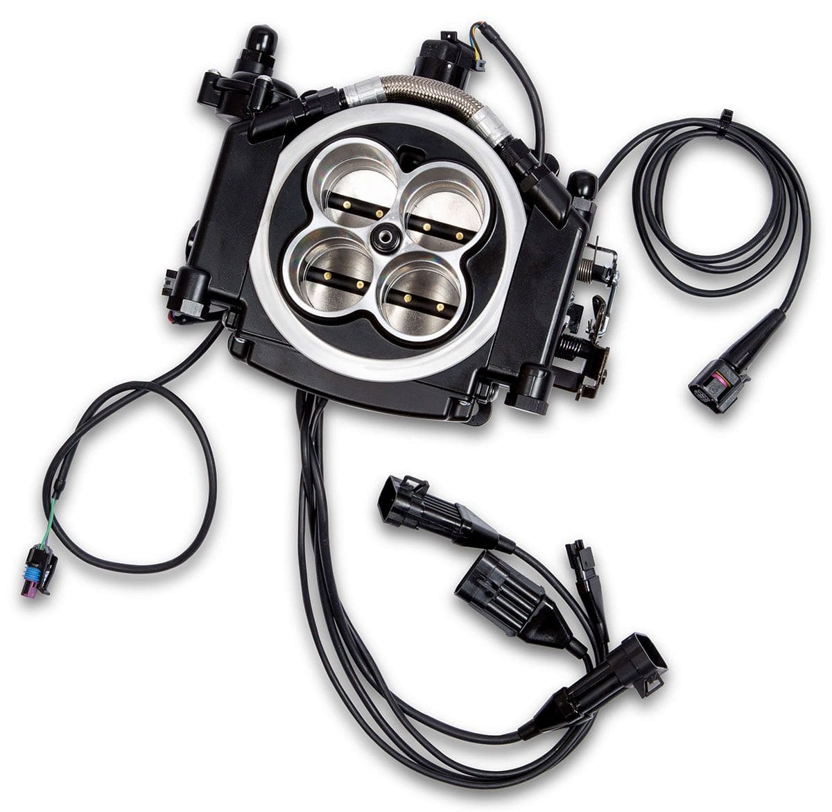 HOLLEY 800 cfm 4 Injector Throttle Body, 650 HP Forced Induction Holley Sniper EFI 4BBL Self Tuning System - Black Finish HO550-519 SR