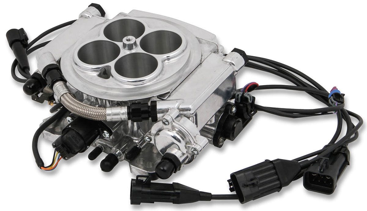 HOLLEY 800 cfm 4 Injector Throttle Body, 650 HP Forced Induction Holley Sniper EFI 4BBL Self Tuning System - Shiny Finish HO550-518 SR