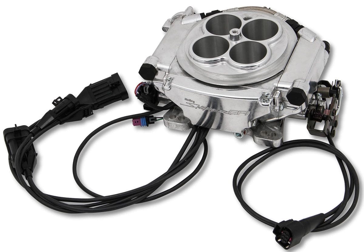 HOLLEY 800 cfm 4 Injector Throttle Body, 650 HP Forced Induction Holley Sniper EFI 4BBL Self Tuning System - Shiny Finish HO550-518 SR