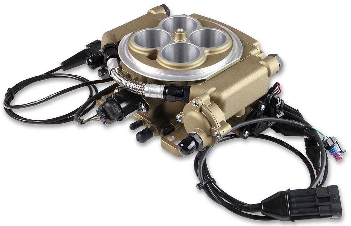 HOLLEY 800 cfm 4 Injector Throttle Body, 650 HP N/A Holley Sniper EFI 4BBL Self Tuning Master Kit - Classic Gold Finish HO550-516K SR