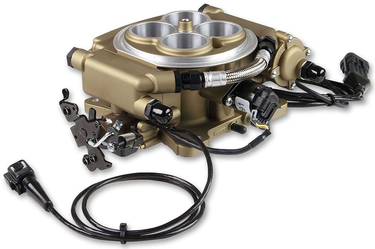 HOLLEY 800 cfm 4 Injector Throttle Body, 650 HP N/A Holley Sniper EFI 4BBL Self Tuning Master Kit - Classic Gold Finish HO550-516K SR