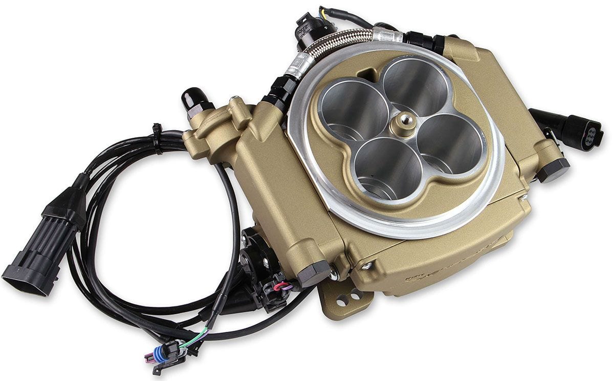 HOLLEY 800 cfm 4 Injector Throttle Body, 650 HP N/A Holley Sniper EFI 4BBL Self Tuning Master Kit - Classic Gold Finish HO550-516K SR