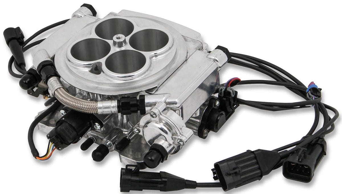 HOLLEY 800 cfm 8 Injector Throttle Body, 675 HP N/A, 1250 HP Forced Induction Holley Sniper EFI 4BBL Self Tuning System - Shiny Finish HO550-512 SR