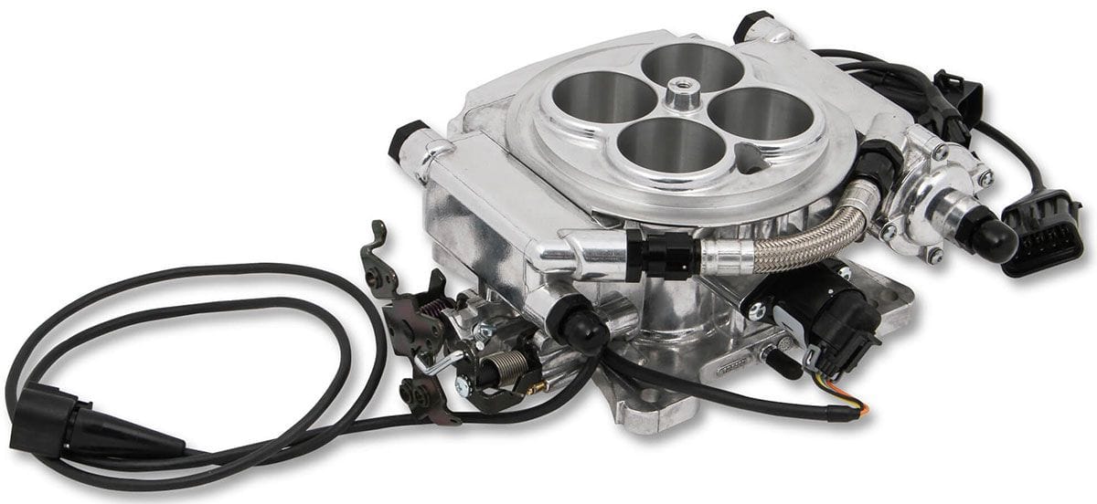 HOLLEY 800 cfm 8 Injector Throttle Body, 675 HP N/A, 1250 HP Forced Induction Holley Sniper EFI 4BBL Self Tuning System - Shiny Finish HO550-512 SR