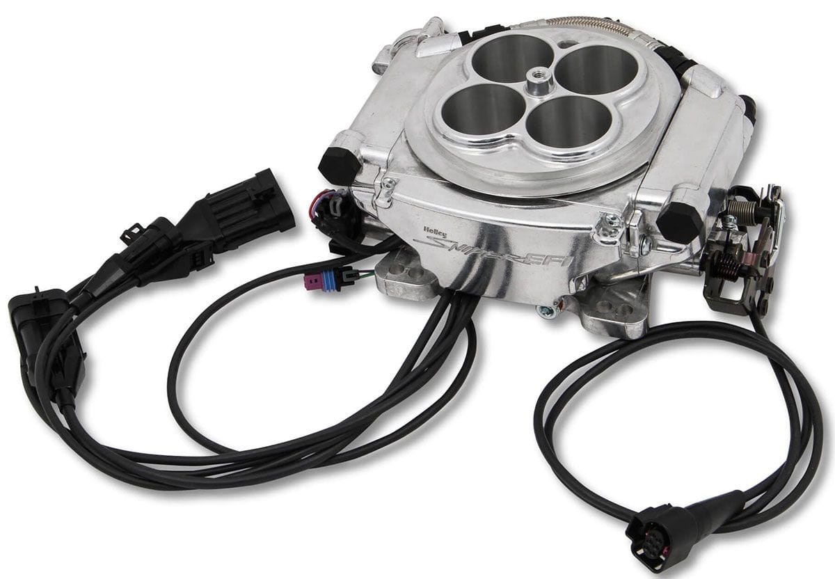 HOLLEY 800 cfm 8 Injector Throttle Body, 675 HP N/A, 1250 HP Forced Induction Holley Sniper EFI 4BBL Self Tuning System - Shiny Finish HO550-512 SR