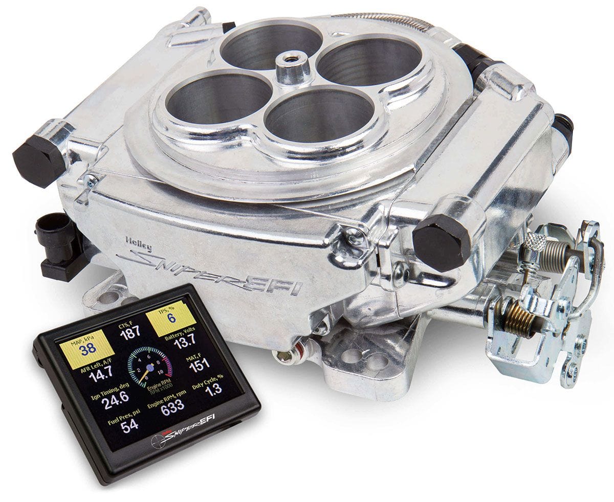 HOLLEY 800 cfm 8 Injector Throttle Body, 675 HP N/A, 1250 HP Forced Induction Holley Sniper EFI 4BBL Self Tuning System - Shiny Finish HO550-512 SR