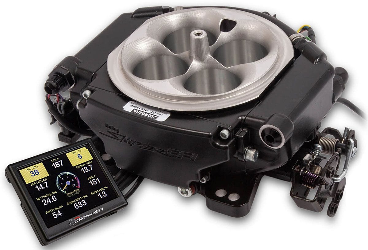 HOLLEY 900 cfm 4 Injector Throttle Body, 800 HP N/A Holley Sniper EFI XFLow 4BBL Self Tuning System - Black Ceramic HO550-541 SR