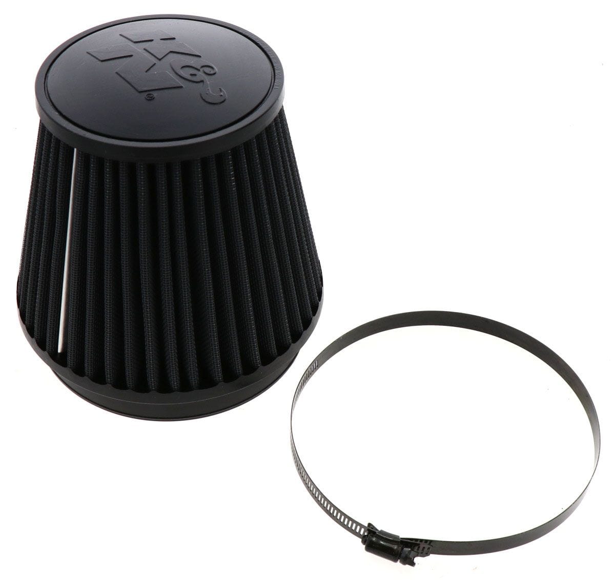 K&N 6"(152 mm) H x 7.5" (191 mm) Base OD x 5.250" (133 mm) Top OD - KNRU-3102HBK K&N K&N Black Universal Round Tapered Clamp On Filter Fits 6" (152mm) KNRU-3102HBK SR