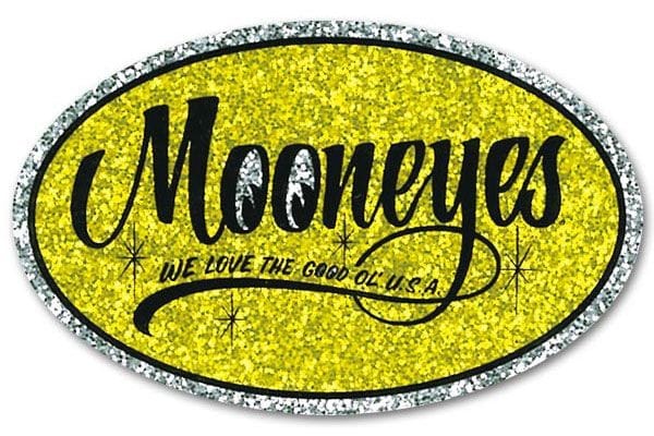 MOONEYES With Mooneyes Script, 3-1/8" x 2" Mooneyes Flake Oval Sticker MNDM168YE SR