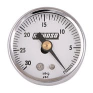 MOROSO 1.5" Diameter, 0-30" Hg With 1/8" NPT Thread Moroso Vacuum Gauge MO89610 SR