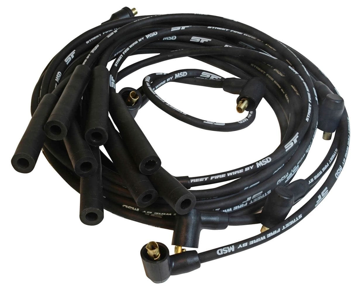 MSD 8.0mm, Black, Multi-Angle Boots, Socket Type Distributor Cap, Chrysle MSD Street Fire Ignition Lead Set MSD5531 SR