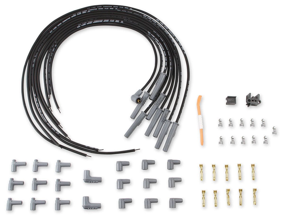 MSD 8.5mm, Black, Universal 8 Cyl Multi-Angle Plug/Socket & HEI Distribut MSD Super Conductor Spark Plug Lead Set MSD31193 SR