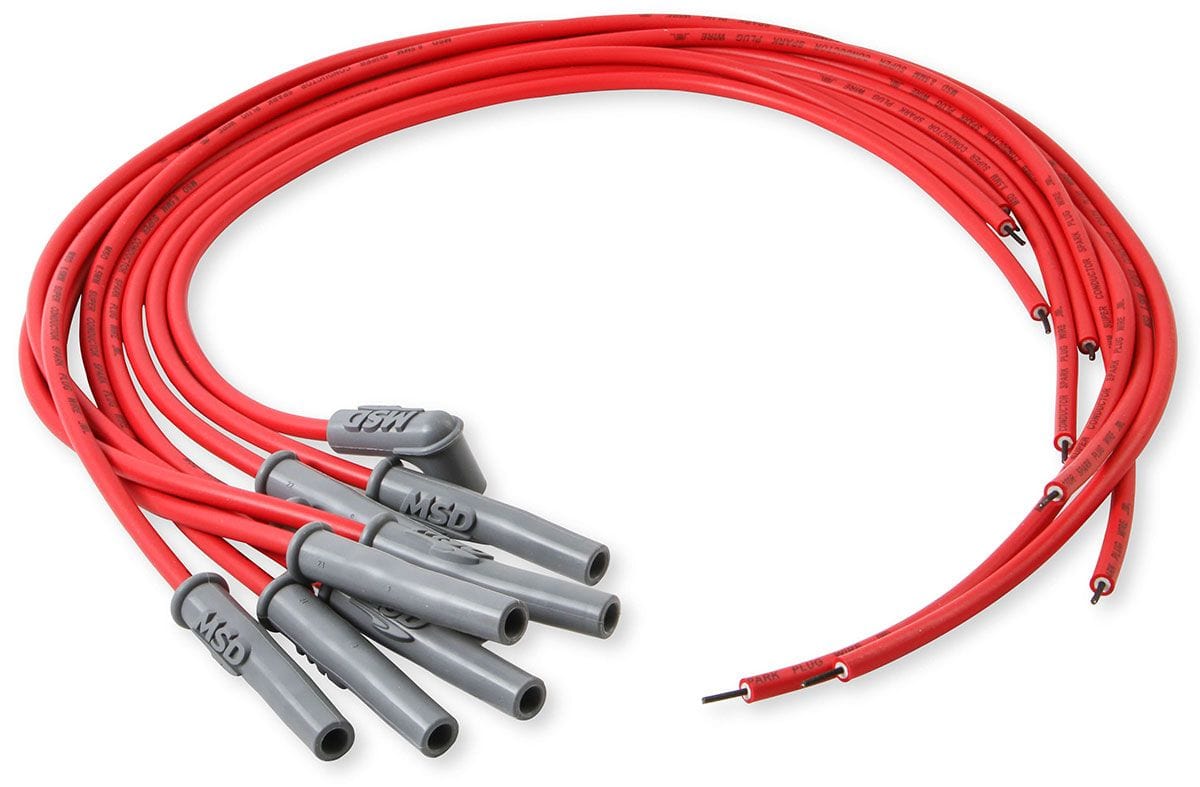 MSD 8.5mm, Red, Universal 8 Cyl Multi-Angle HEI Socket Distributor Cap Te MSD Super Conductor Spark Plug Lead Set MSD31189 SR