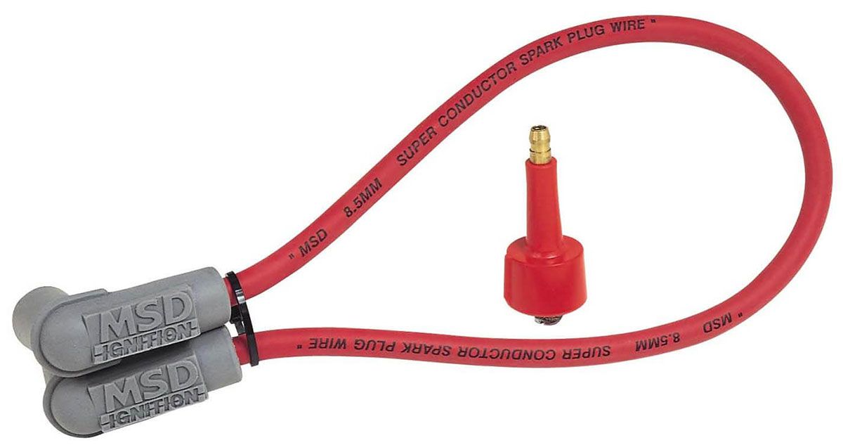MSD 8.5mm Super Conductor Spiral Core, 18" long, Male HEI, 90 Degree Boots MSD Replacement Coil Ignition Lead MSD84039 SR