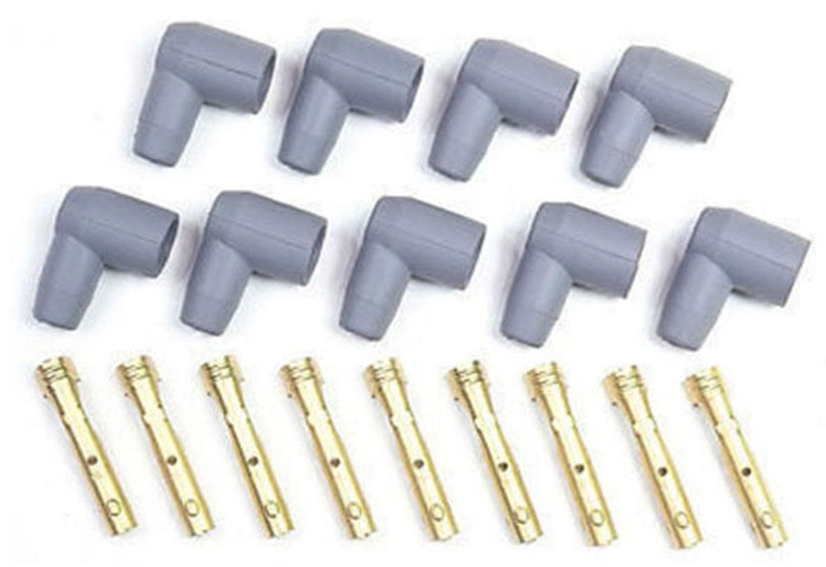 MSD 90 Degree Non-HEI Boots and brass terminals for distributor cap, Grey MSD Replacement Ignition Leads Boot and Terminal Kit MSD8851 SR