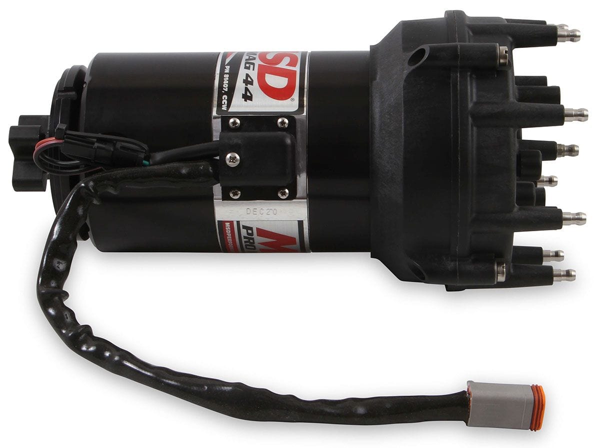 MSD Black Finish, Band Clamp Mount, CCW Rotation MSD Pro Mag 44 AMP Magneto With 5" Pro Cap MSD81407 SR