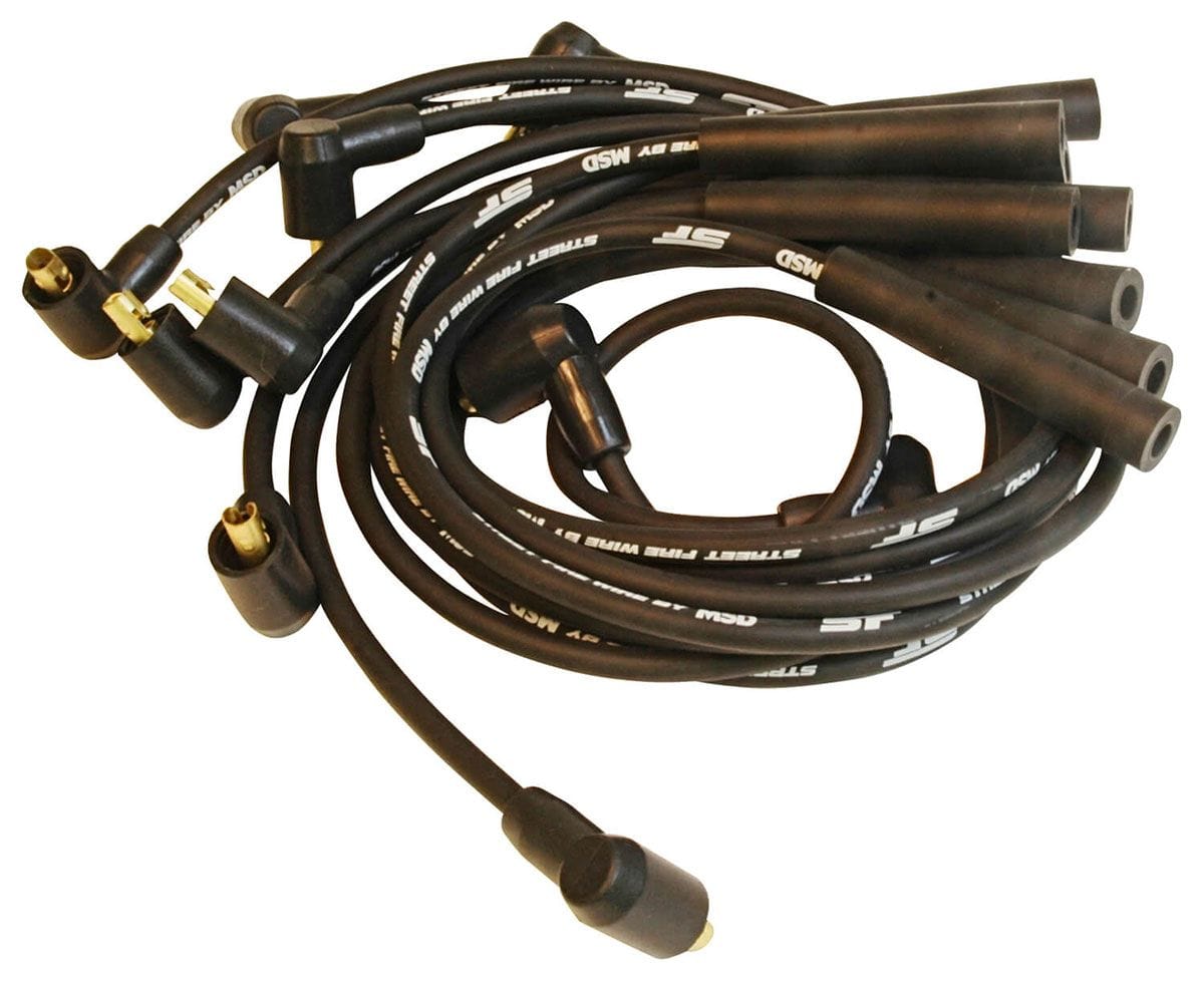 MSD Black, Multi-Angle Boots, Socket Type Distributor Cap, Ford 289-302W MSD Street Fire Ignition Lead Set MSD5543 SR