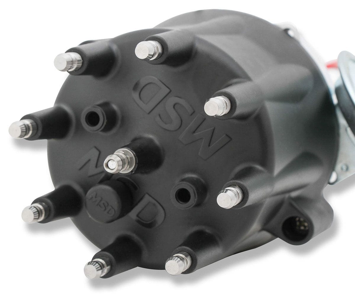 MSD Chev Small/Big Block, Magnetic Pickup, Vacuum Advance, High Output Mo MSD Pro-Billet Ready-To-Run Distributor - Black Cap MSD83605 SR