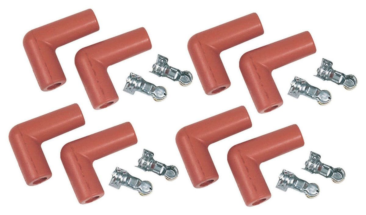MSD Hi Temp Silicone, Orange 90° Spark Plug Boots with Terminals, 8 per C MSD Pro Racing Boots MSD8852 SR