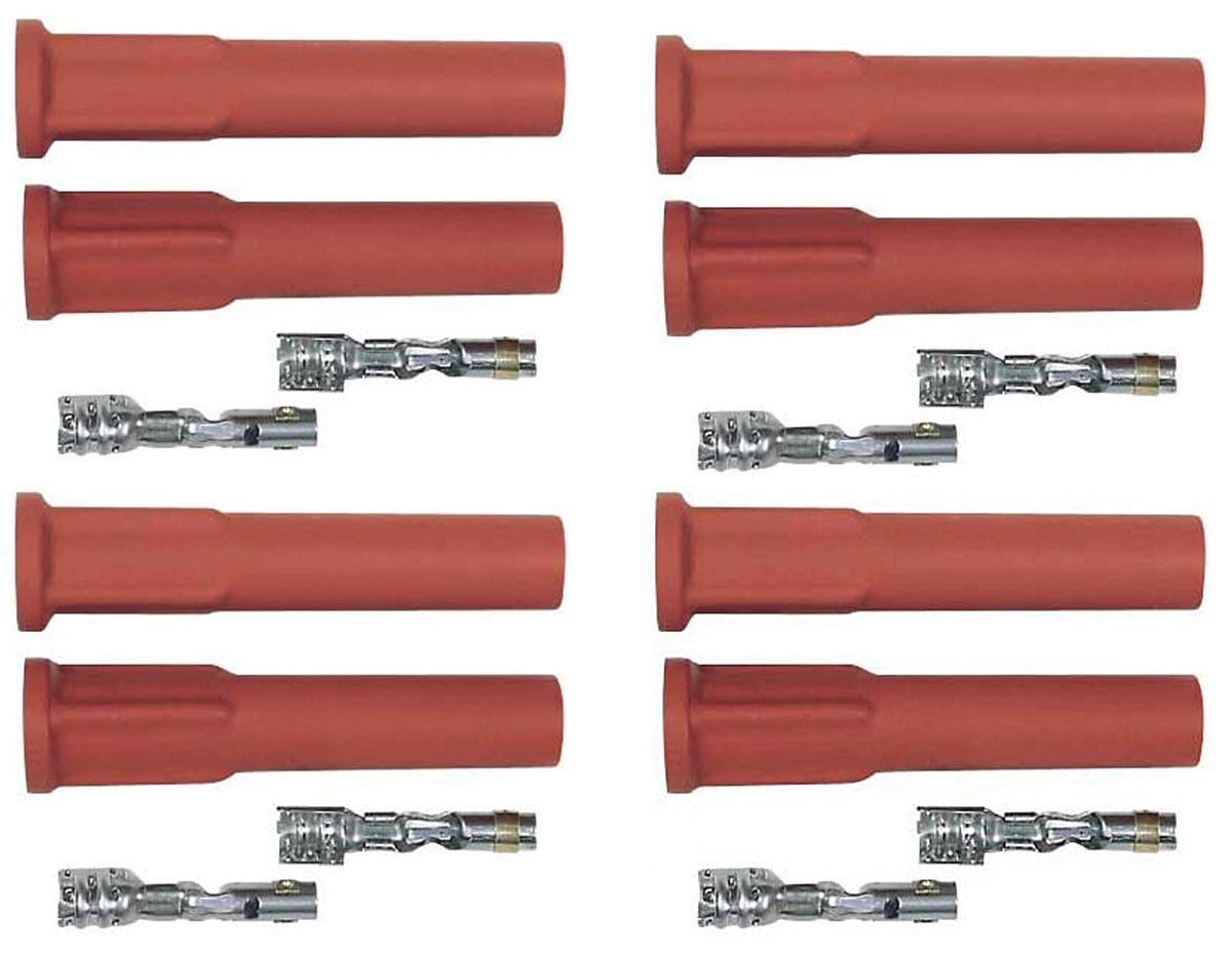 MSD Hi Temp Silicone, Orange Straight Spark Plug Boots with Terminals, 8 MSD Pro Racing Boots MSD8854 SR