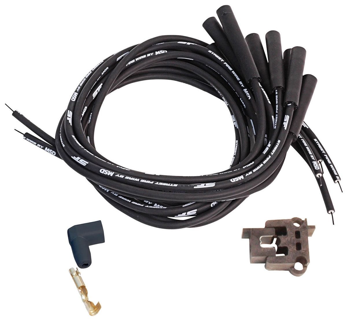 MSD Universal V8, 8mm, Black, Multi-Angle Boots, Socket Type & HEI Distri MSD Street Fire Ignition Lead Set MSD5551 SR