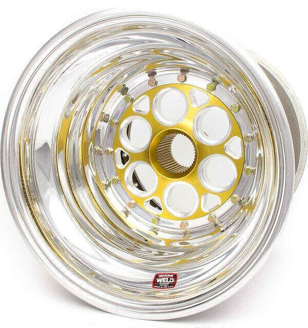 WELD 15" x 15" , 42 Spline, 5" Offset, Inner Bead-Loc Weld Racing Magnum Sprint Rim - Gold Centre WE735-51535 SR