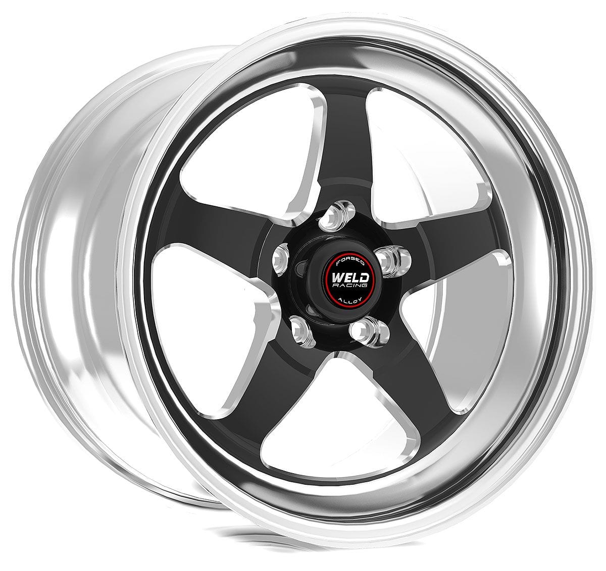 WELD 5 x 4.5" Bolt Circle with 3.5" Backspace. Low Pad Height Weld Racing RT-S S71 15 x 7.3" Wheel, Polished with Black Center WE71LB-507A35A SR