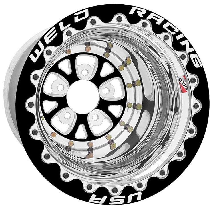 WELD 5 x 4.5" Bolt Circle with 5" Backspace Weld Racing V-Series 15 x 10" Wheel, Black Center, Double Beadlock for M/T WE84B-510210MB SR