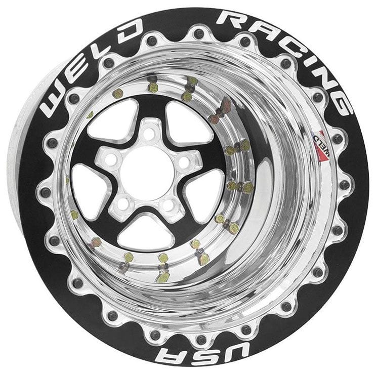 WELD 5 x 4.75" Bolt Circle with 5" Backspace Weld Racing Aluma-Star 15 x 14" Wheel, Black Center, Double Beadlock WE88B-514280CB SR